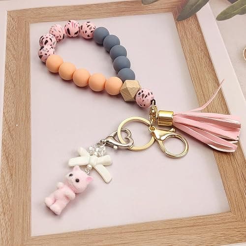 Nalefow Cute Pink Keychain,Fuzzy Cat Keychain Aesthetic Y2K KeychainStylish KeychainsAccessories thumbnail 5
