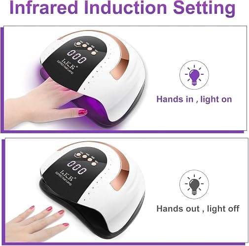 268W UV LED Nail Lamp, LKE Nail Dryer for Gel Polish, 4 Timers UV Nail Lamp Professional Nail Light, 57Pcs Lamp Beads and Automatic Sensor(White) thumbnail 3