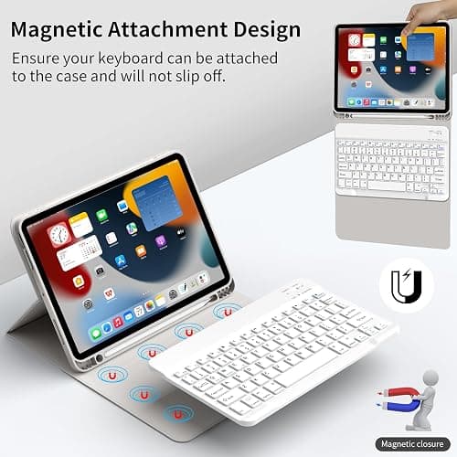 GKABXY Keyboard Case for iPad (A16) 11th Gen 11 inch 2025 & iPad 10th Gen 10.9 inch 2022 with Holder | Detachable Bluetooth Wireless Keyboard | Soft TPU Back Shell | Auto Sleep/Wake (Gray) thumbnail 4