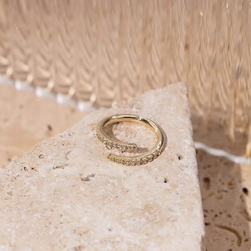 PAVOI 14K Gold Plated Cubic Zirconia Open Twist Eternity Band for Women thumbnail 3