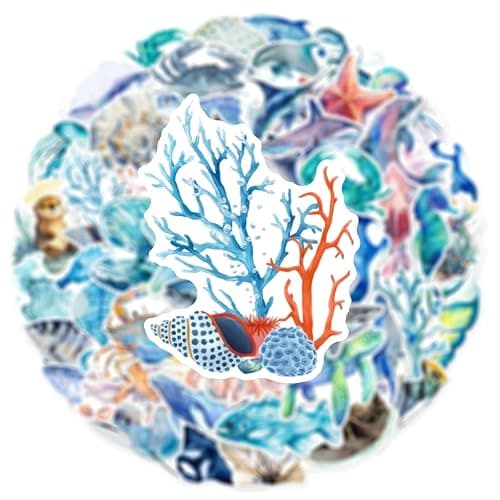 50pcs Ocean Animal Stickers for Water Bottles, Waterproof Adhesive Fish Decals Under The Sea Marine Life Stickers Ocean Stickers for Kids for Birthday Party Scrapbook Skateboard Phone Laptop - Ocean Animal thumbnail 7