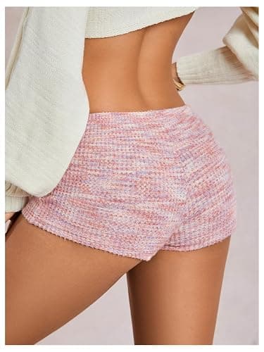 SOLY HUX Women's Striped Micro Shorts Y2k Knit Low Rise Booty Mini Shorts Color Block Stretchy Loungewear thumbnail 2