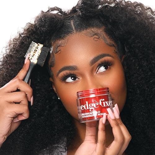 KISS COLORS & CARE Maximum Hold Edge Fixer, Non-Greasy Gel Formula Infused With Biotin B7, 24 Hour Hold, ‘Strawberry Acai’ Scented, 3.38 Fl. Oz. (100 ml) thumbnail 8