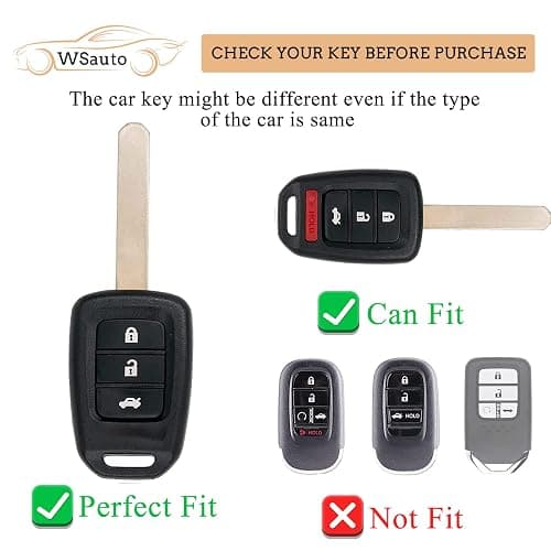 WSAuto Key Fob Cover with Metal Keychain Compatible with Honda Accord Civic CRV HRV Accessories Soft TPU Protection Case Shell White 4Buttons thumbnail 2