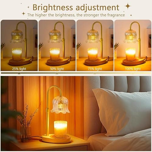 CRMILL Candle Warmer Lamp Electric Timer - Candles Warming Light Height Adjustable Dimmable Warmers Flower Lamps No Flame Heat Warm Melt Wax Jar Modern Home Decor Table Lights for Home Living Bedroom thumbnail 4