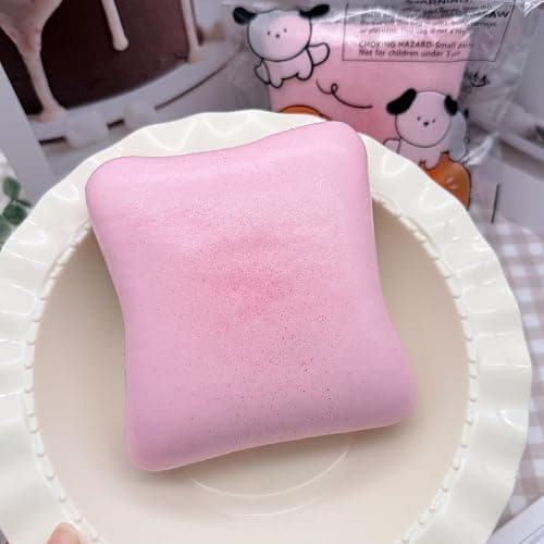 Bread Butter Squishy,Slow Rising Squishy，Stocking Stuffers,Stress Balls，Stress Relief & Fidget Toys for ADHD，Party Favor Gift (Pink) thumbnail 4