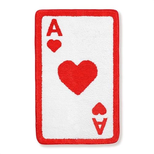 Poker Bathroom Mat Funny, Ace of Spades, Extra Soft and Absorbent Bath Rugs, Machine Wash Dry, Non-Slip Carpet Mat for Tub, Shower, and Bath Room, Heart, 16x24 - Image 1
