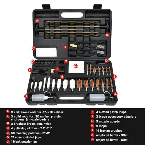 GLORYFIRE Gun Cleaning Kit Universal for Guns, Gun Brushes for Pistol, Handgun, Shotgun, Elite Brass Rods and Wire Rope, Hunting Gear Gun Accessories for Men thumbnail 2