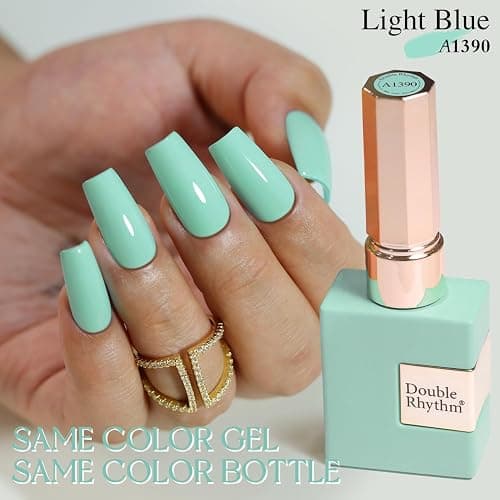 Double Rhythm 15ML Gel Nail Polish Pure Sheer Same Color Same Bottle Soak Off Gel Polish Art Manicure Salon DIY at Home for Women (Light Blue-A1390) thumbnail 3