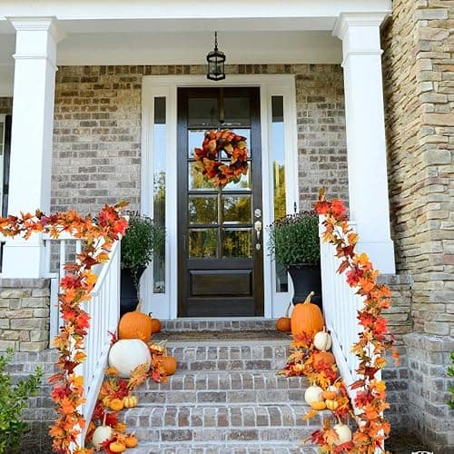 Artiflr 2 Pack Fall Maple Leaf Clearance, 5.9Ft/Piece Hanging Vine Garland Artificial Autumn Foliage Thanksgiving Decor for Home Wedding Fireplace Party Christmas thumbnail 5