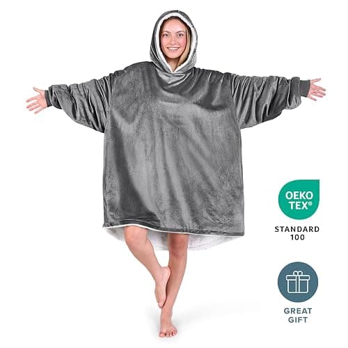 Bare Home Wearable Blanket Hoodie - Soft Plush Sherpa - Warm and Cozy - Oversized Wearable Blanket - Adult & Kid Sizes thumbnail 4