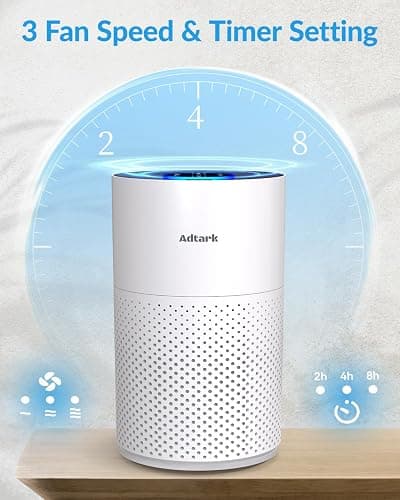 Air Purifiers for Home Bedroom, ADTARK Air Cleaner with H14 True HEPA 3-in-1 Filter, Sleep Mode & Aroma Function, 3 Light Modes, Room Air Purifier with 3 Timer for Office, Dorm, Hotel (White) thumbnail 5
