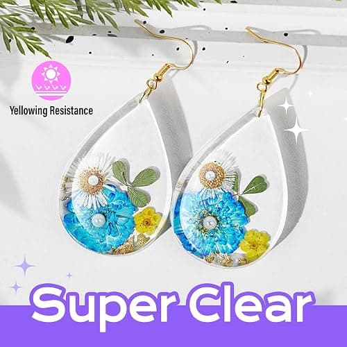 HeyClear 300g UV Resin kit with Casting Tools -Super Clear, Hard, Low Odor, Premixed UV Epoxy Fast Curing for Beginners Jewelry Making, DIY Crafts, Coating and Resina Art thumbnail 2
