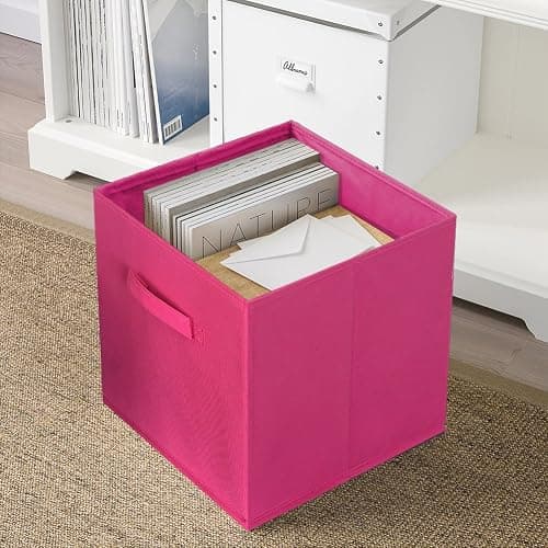 ShellKingdom Storage Bins, Foldable Fabric Storage Cubes And Cloth Organizer Drawer For Closet And Toys, 2 Pack (Fuchsia) | Storage Organizer For Closet And Toys, 10.5x10.5x11 INCH, 2 Pack (Fuchsia) thumbnail 8