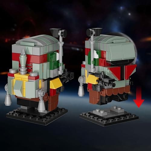 Boba Fett Starship Microfighter Tensegrity Building Set, Boba Fett Brick Figure Headz and Slave 1 Tensegrity Model Compatible with Lego - Custom Set thumbnail 5