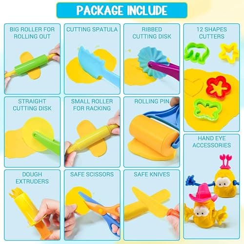 Playdough Tool Kit, 28 Pcs Basic Clay and Dough Tools Starter Set for Kids Ages 3+ Creative Play Accessories with Various Shape Molds & Cutters, Sensory Clay Toys Gifts for Back to School Christmas thumbnail 4