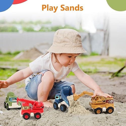 Olbyefly Construction Toys for 2 3 4 5 Years Old Boys Girls Kids Toddlers, Sandbox Excavator Toy Construction Truck Toys Vehicles Dump Crane Cement Mixer Truck, Christmas Birthday Gifts thumbnail 2