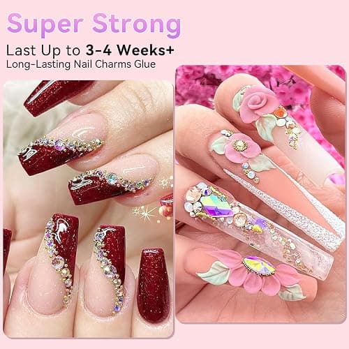 Makartt Rhinestone Glue for Nails: Super Strong Gel Nail Glue for Nail Charms Gems Decorations, 3D Gel Nail Art Bling Jewel Diamonds for Salon & DIY Manicure, 30ML UV Lamp Cured Need Beauty Gifts thumbnail 9