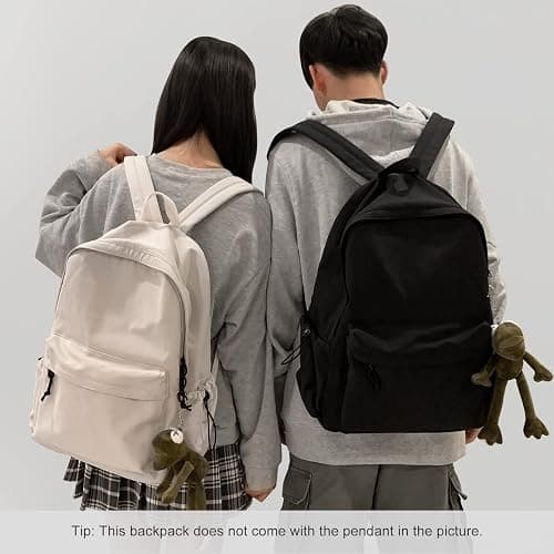 Black School Backpack for Girls Women Waterproof High School Book Bag Cute Backpack for Men Teens Boys, Lightweight Simple Middle School Back Pack Daypack thumbnail 3