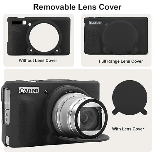 BOVKE Silicone Camera Case for Canon PowerShot SX740/ SX730 Digital Camera, SX740 Camera Soft Case Cover Rubber Camera Sleeve with Removable Lens Cover, Black thumbnail 6