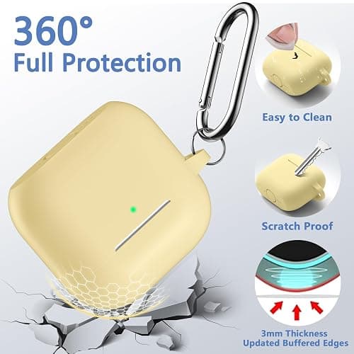 Dgege for Airpods 4th Generation Case Cover(2024),Soft Silicone Full Protective Case for AirPods 4 Case with Keychain & Cleaner Kit,Compatible with Apple Airpods 4 for Women,Men（Creamyellow） thumbnail 4