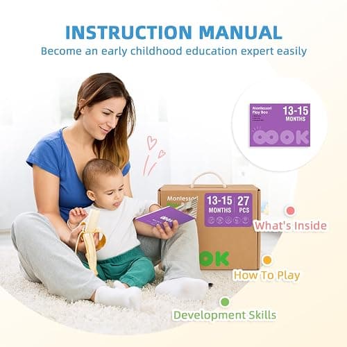 OOOK Montessori Toys for 1 Year Old, 6 in 1 Wooden Educational Toys for 1 Year Old with Cylinder Block, Ball Drop, Nesting Cups, Sorting Drop Box and More. Perfect Montessori Gift for 12-18 Months. - Montessori Play Kit for 13-15 Months thumbnail 8