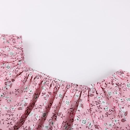 GRACE KARIN Girls Fall Dress Floral Long Sleeve Midi with Smocked Waist for Holiday Party 6-14Y thumbnail 8
