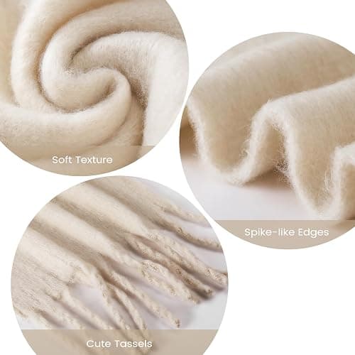 Women's Mohair Winter Scarf Pure Color, Warm Winter Scarf for Women and Men, Soft Luxurious Cashmere Feel Scarfs thumbnail 3