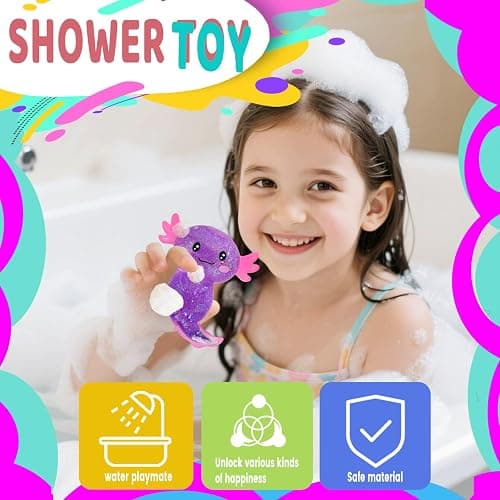 Axolotl Squishy Stress Relief Toy Glitter Fidget Toys Cute Malt Sugar Axolotl Toy Fidget Toys Adults Fidget Toy for Kids Youth Adult, Party Favors Anxiety Relief Squishy Toys(Purple) thumbnail 4