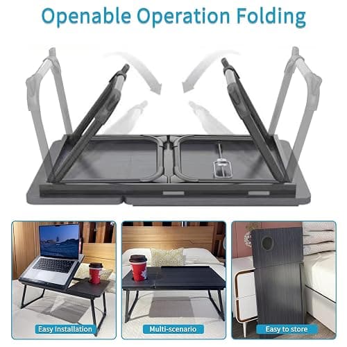 CloudTrip Laptop Desk for Bed or Couch, Lap Desk, Woking in Bed Desk, Home Office Desks, Breakfast Tray, Desk with Cup Holder, Watching Movies in Bed, Laptop Stand for Bed, Fordable Legs Desk (White) thumbnail 6