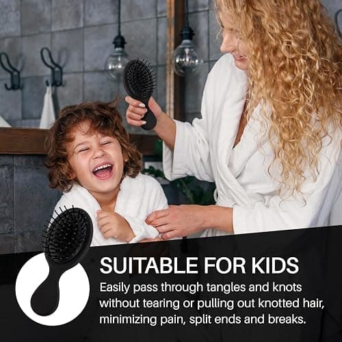 RHOS Mini Hair Brush for Women,Men and Kids-Travel Size Hair Brush for Purse,Pocket,backpack-Small Cushion Paddle Brush with Soft Bristles-Mini Detangler Brush for All Hair Types(1 Pack-Black) thumbnail 6