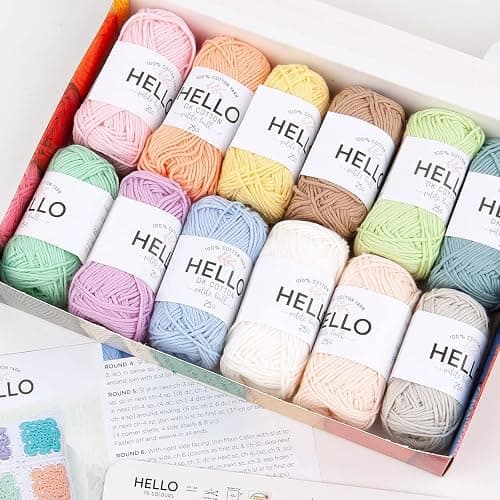 Hello 100% Cotton 12 Ball Yarn Pack - Pastel - Image 1