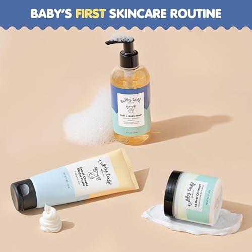 TUBBY TODD Baby Bundle Newborn Skin Care Set - Hypoallergenic Hair + Body Wash, All Over Ointment with Colloidal Oatmeal, Sweet Cheeks Diaper Paste - Fragrance Free, Standard Size thumbnail 2