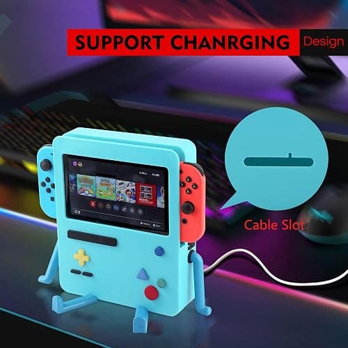 GRAPMKTG Charging Stand for Nintendo Switch Accessories Portable Dock Compatible for Nintendo Switch OLED Cute Case Decor Gift Men Women Kids Blue thumbnail 5