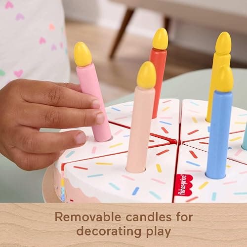 Fisher-Price Wood Pretend Play Toy Cake Set, 14-Piece Wooden Food Decorating & Serving Play for Preschool Kids Ages 3+ Years thumbnail 7