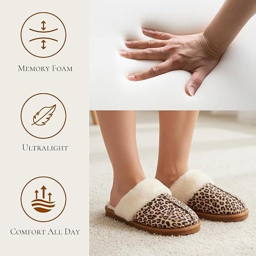 Fuzzy Slippers for Women Cozy Faux Fur House Shoes Winter Warm Memory Foam Slippers for Indoor and Outdoor thumbnail 4