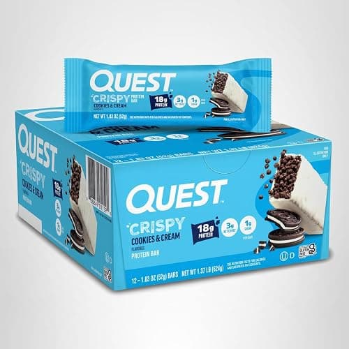 Quest Nutrition Crispy Cookies & Cream Hero Protein Bar, 18g Protein, 1g Sugar, 3g Net Carb, Gluten Free, Protein Snack, Keto Friendly, 12 Count thumbnail 8