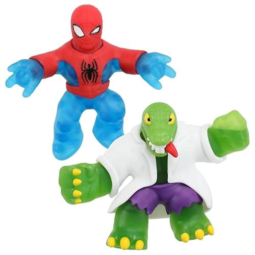 HEROES OF GOO JIT ZU Marvel Goo Shifters Versus Pack Spider-Man VS Goo Shifter Lizard. 2 Squishy 4.5" Tall Marvel Heros. Crush The Core of Goo Shifter Lizard and Transform his Goo - Spider-Man Vs Lizard - Image 1