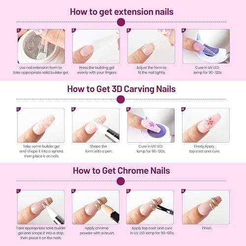 JEWHITENY 45g Large Capacity Clear Solid Builder Gel: Non-sticky 3D Sculpting Gel For Nail Extension, Nails Carving & 3D Molding Nail Art thumbnail 7