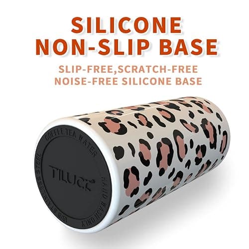 TILUCK Skinny Can Cooler for Slim Beer & Hard Seltzer, Stainless Steel, Doucle-Walled Stainless Steel Insulated Slim Cans, Standard 12 oz (Leopard Print) thumbnail 5