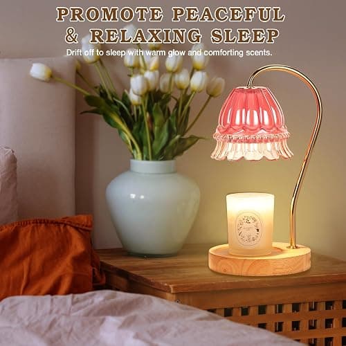 Flower Candle Warmer Lamp with Timer, Wax Warmer, Height Adjustable, Birthday Gifts for Women, Mom, Sister, Candle Lamp Warmer Christmas Gifts, Electric Dimmable Candle Warmer, Vintage Home Decor thumbnail 6