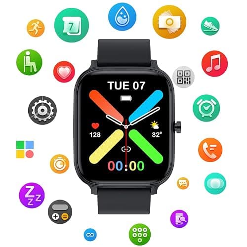 Smart Watch for Men Women Compatible with iPhone Samsung Android Phone 1.83 inch Full Touch Screen IP68 Waterproof Bluetooh Fitness Tracker Heart Rate/Sleep Monitor, Black thumbnail 8