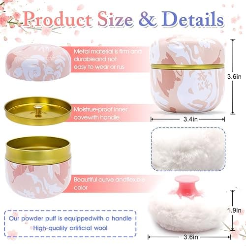 Large Powder Puff for Body with Container, Soft Powder Puff and Container for Talcum thumbnail 2