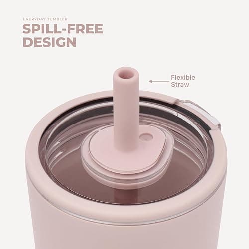 HydroJug Everyday Tumbler 14 oz, Ceramic-Lined Straw Cup, Dusty Rose thumbnail 4