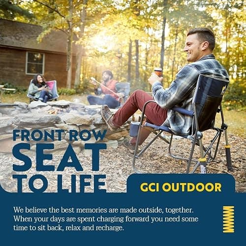 GCI Outdoor Freestyle Rocker Camping Chair | Portable Folding Rocking Chair with Solid, Durable Armrests, Drink Holder & Comfortable Backrest — Indigo Blue thumbnail 7