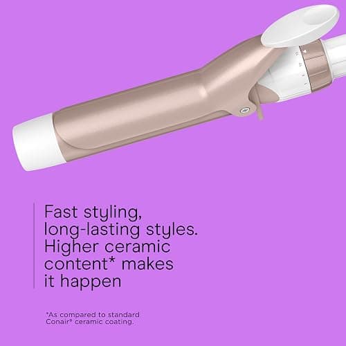 Conair Double Ceramic 1-1/4 Inch Curling Iron, 1.25-Inch Barrel Creates Loose Curls, Hair Curler for Use on Medium and Long Hair, White thumbnail 3