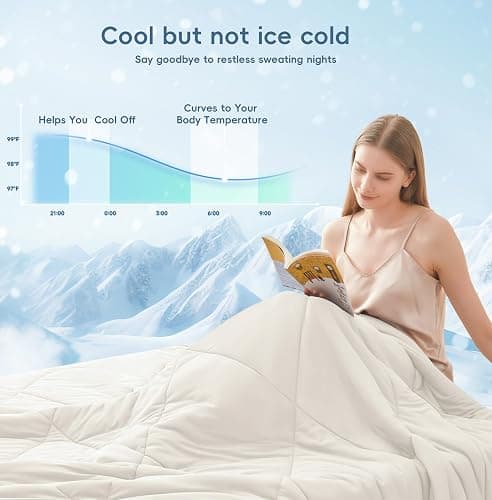 MASVIS Cooling Blankets for Hot Sleepers, Luxury Lightweight Cozy Soft Throw for Night Sweats Double Sided Breathable Blanket for Bed Couch Sofa, Q-Max 0.4 Cold Tech Ice Blanket, Twin (68"x90"), Beige thumbnail 6