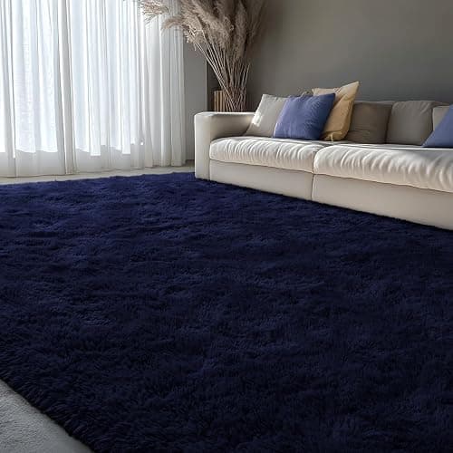 EVOIONOS Ultra Soft Area Rug for Bedroom, 4x6 Machine Washable Fluffy Shag Rug for Living Room, Plush Non Slip Carpet Indoor Floor Bedside Nursery Kids Girls Room Dorm, Home Decor Aesthetic, Navy Blue thumbnail 6