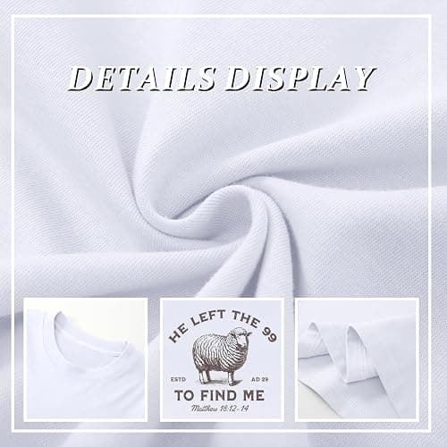 Weripoah He Left The 99 to Find Me Shirt Men Christian Graphic T-Shirts Jesus God Faith Shirts Religious Bible Verse Tees Top thumbnail 7