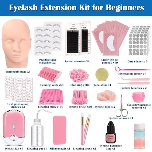 Eyelash Extension Kit for Beginners, Professional Lash Extension Kit with Mannequin Head, Lash Starter Kit with Lash Fan, Lash Extension Supplies for Practice Training Kit thumbnail 3